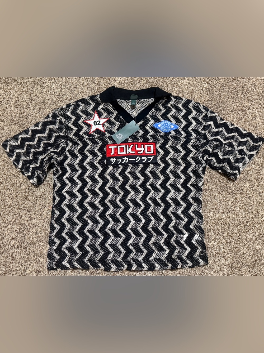 Wild Fable Tokyo Soccer Club Mesh Jersey Top - Black & White NWT